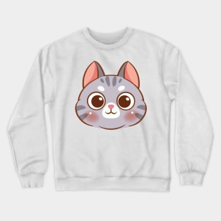 Cartoon cute cat face Crewneck Sweatshirt